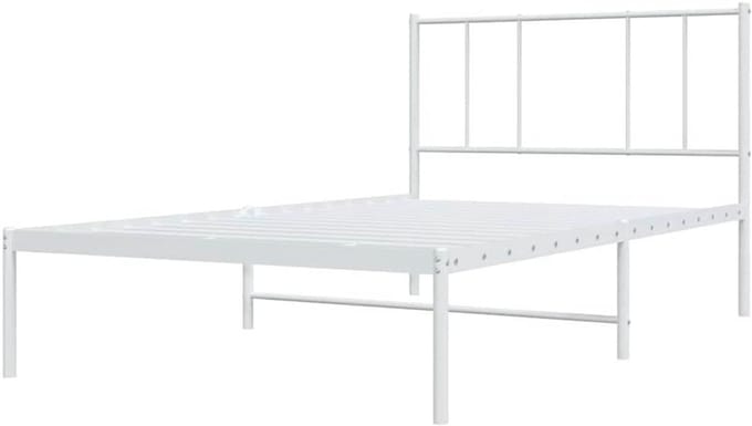 Metalen Bedframe - Ledikant Eenpersoons - Slaapkamer Inrichten - Robuuste Constructie - 80x200 cm - Wit