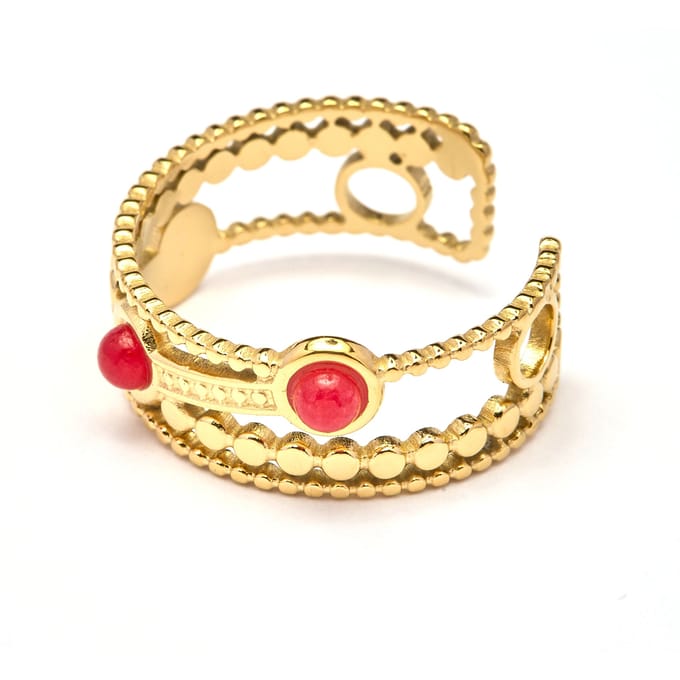 Luxenter Ring met 18-karaats geelgoud afwerking en rood kristal - Fatin