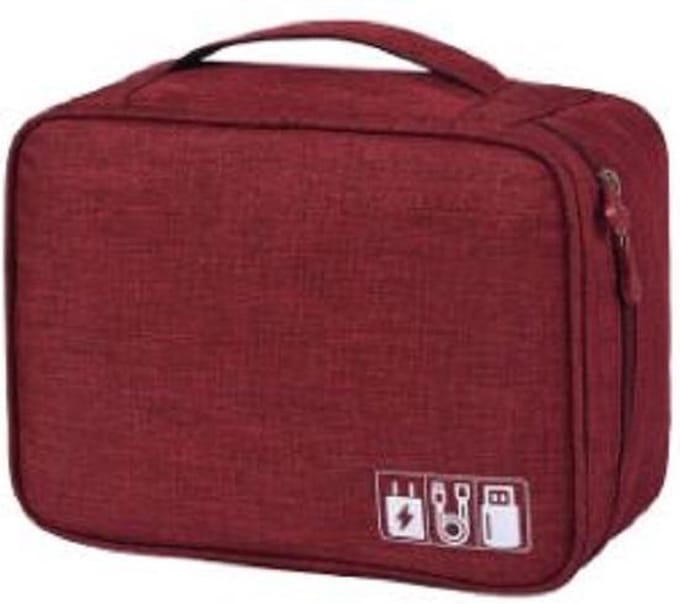 Kabel Opbergtas - Cable Organizer -  Oplader Tas - Vakantie - Reizen - Oordopjes - Rood