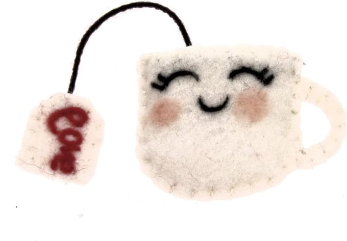 Kopje thee LOVE vilt 9,5x3,5x14,5cm