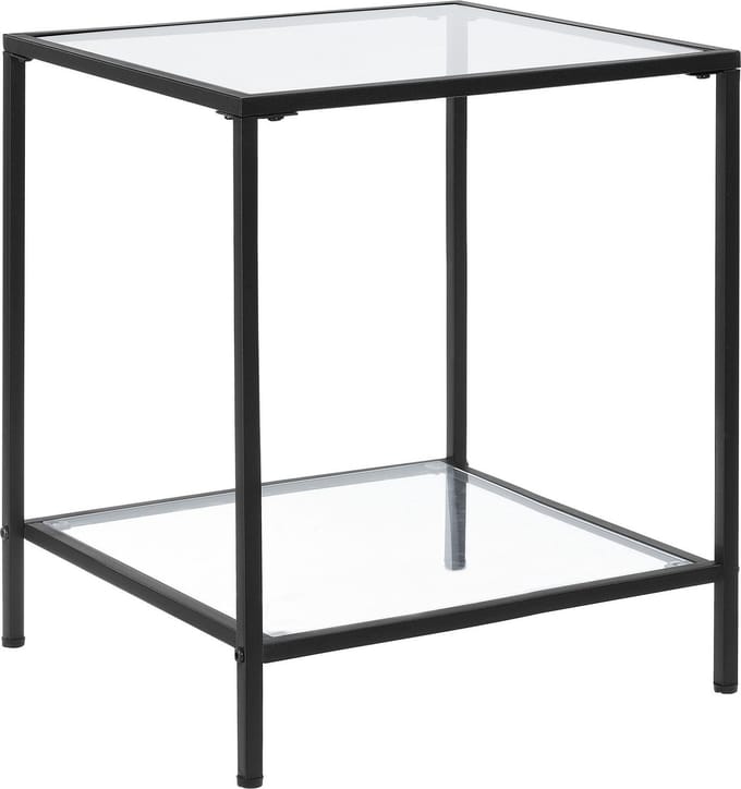 Bijzettafel Norrtälje met plank glas 55x45x45 cm zwart