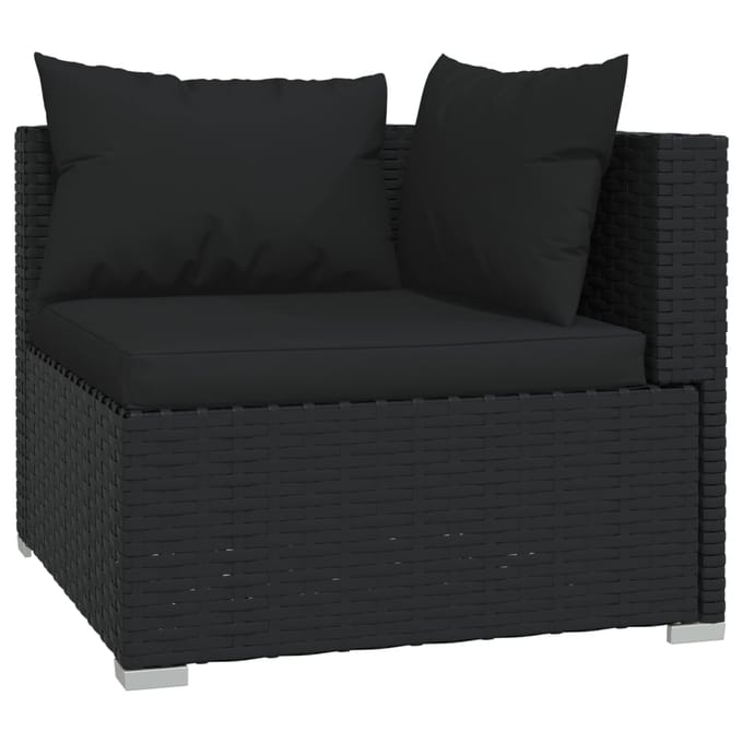 vidaXL - 6-delige - Loungeset - met - kussens - poly - rattan - zwart