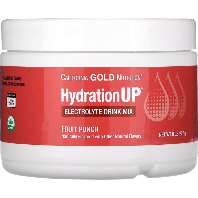 California Gold Nutrition, Boisson, HydrationUP, Électrolytes, Saveur Punch aux fruits, 8 oz (227g)