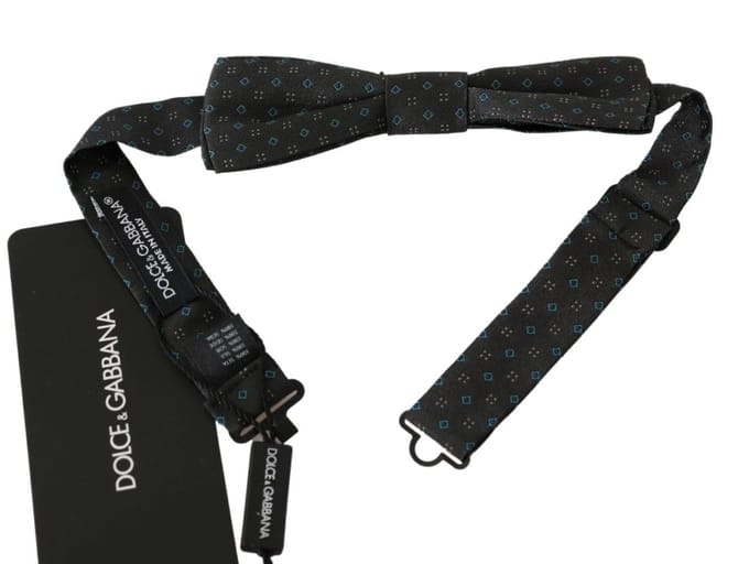 Dolce & Gabbana Grijze Gestreepte Heren Stropdas Papillon 100% Zijde Vlinderdas