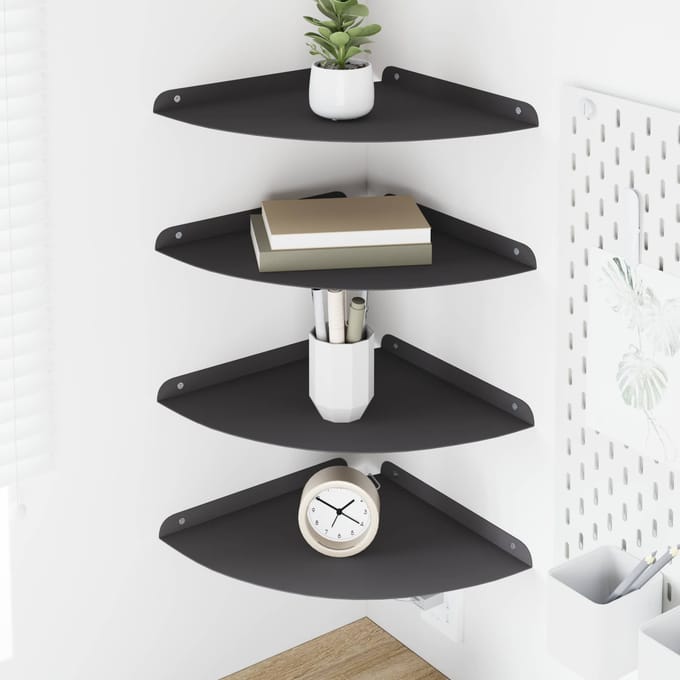 vidaXL - Hoek - Plank - 4 - st - Zwart - 30 - x - 30 - x - 2 - cm