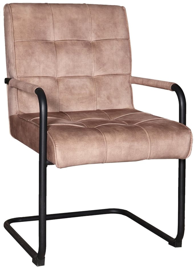Eetkamerstoel met armleuning Indy beige velvet eetstoel zetel