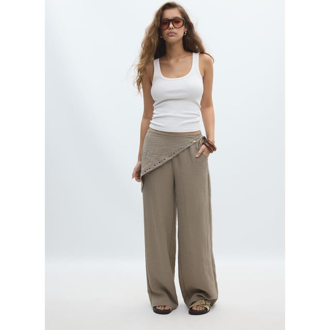 Stradivarius Soepelvallende broek met sjaal  Steen S