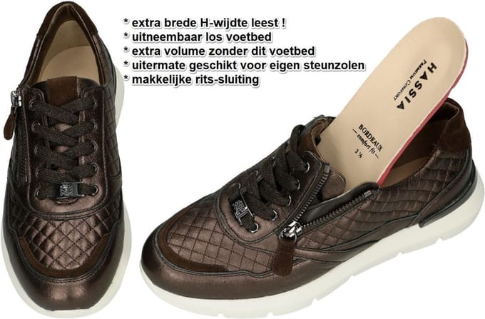 Hassia -Dames - bruin donker - sneakers - maat 36.5