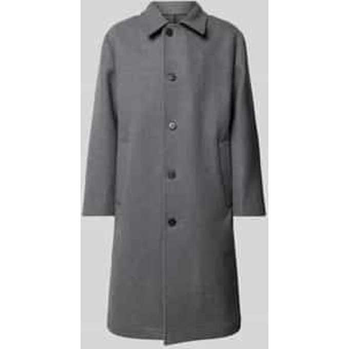 Lange jas van pure wol met knoopsluiting, model 'NOVELLO'