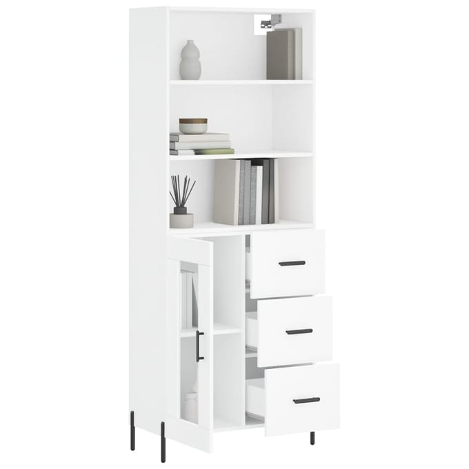 vidaXL - Hoge - kast - 69,5x34x180 - cm - bewerkt - hout - wit