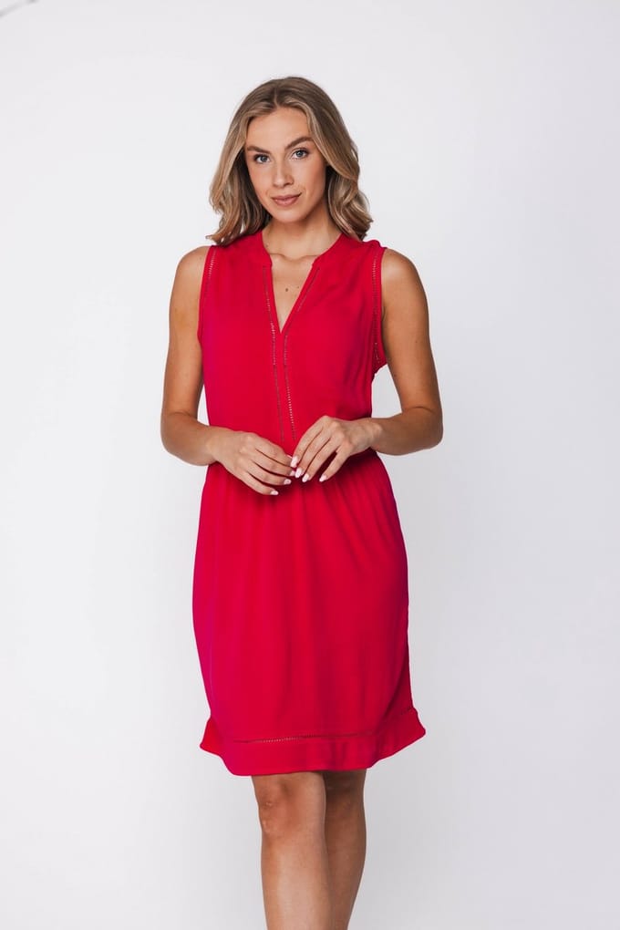 Pastunette - Jurk - Tropic Oasis - Viscose - Mouwloos - Roze - Maat 38