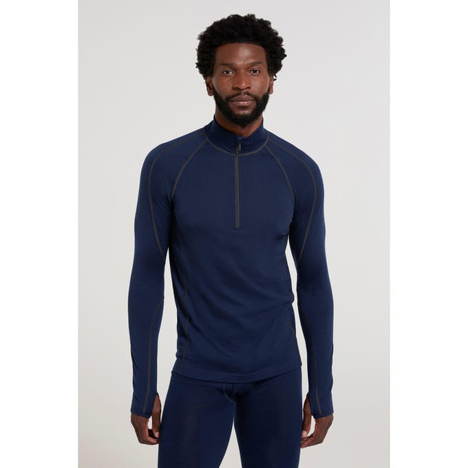 Mountain Warehouse Heren Asgard III Merino Wol Thermo Top (Donkerblauw)