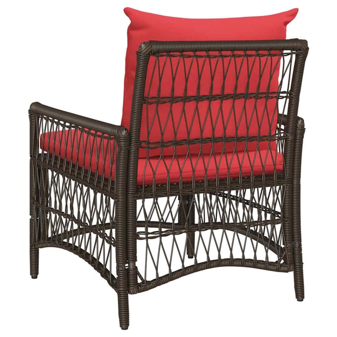 vidaXL Tuinstoel met kussen Bruin 73 x 61 x 77 cm poly rattan