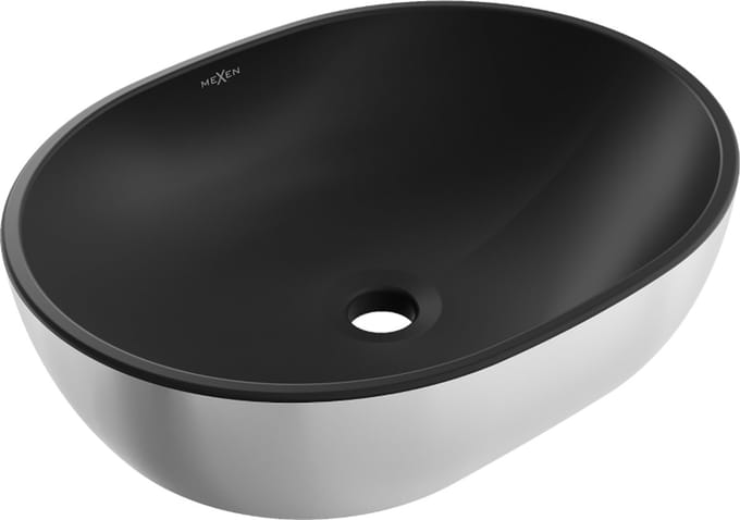 Mexen Viki opbouwwastafel 48 x 35 cm, zwart mat/zilver - 21054874