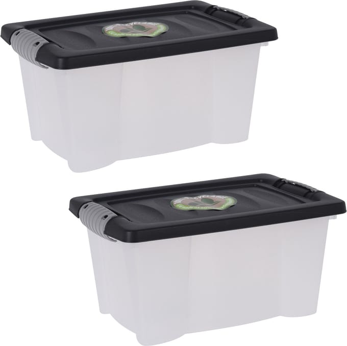 Storage Solutions Opslagbak/opbergdoos/organizer - 4x stuks - met deksel - kunststof - 9 Liter