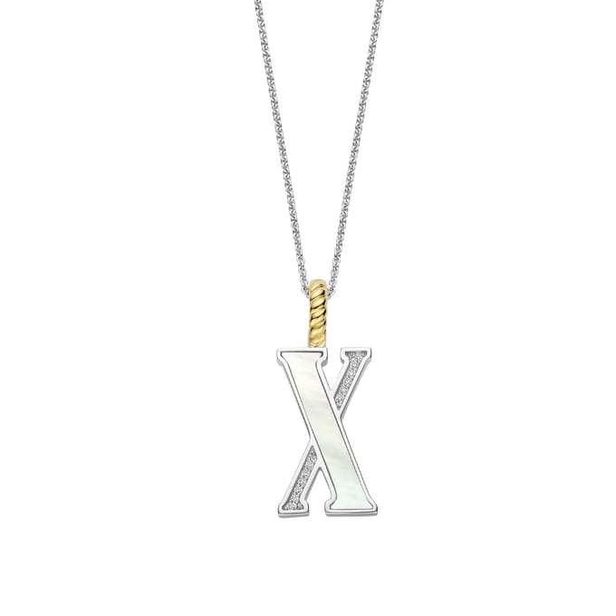 TI SENTO Dames Hanger - 925 zilver - Letter X - Parelmoer - 6840MW_X