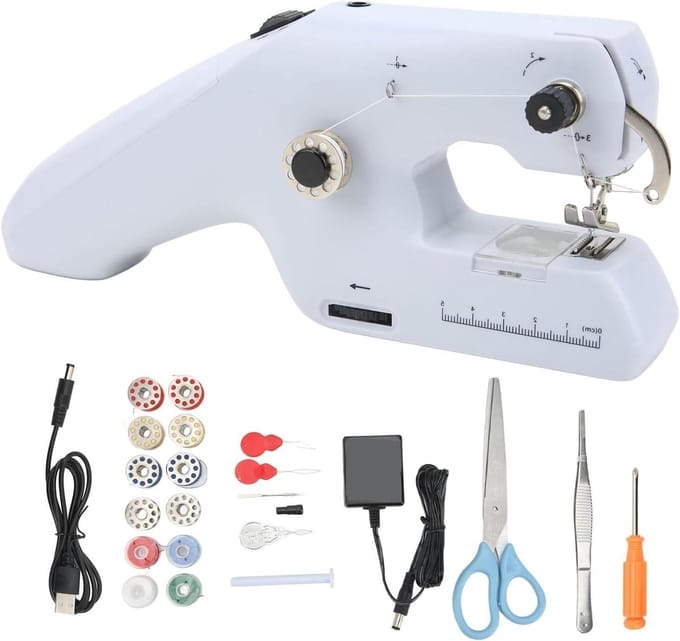Handnaaimachine - Draagbare Naaimachine - Kleine Reparaties - Dubbele Draad Systeem - Compact Formaat - One Color