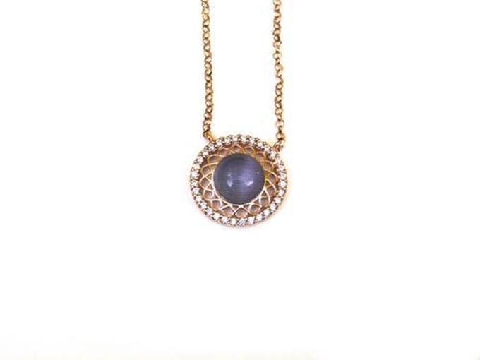 model Vintage rond collier in zilver roze verguld paars