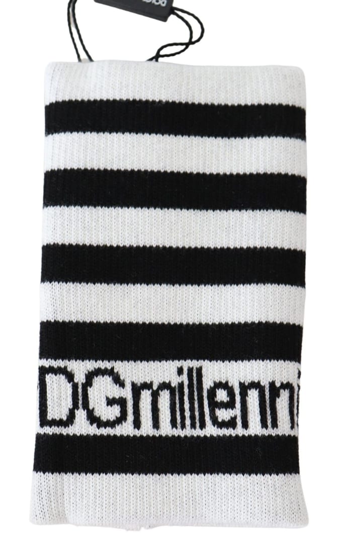 Dolce & Gabbana Black White Wool Dgmillennials Polsband herenfolie