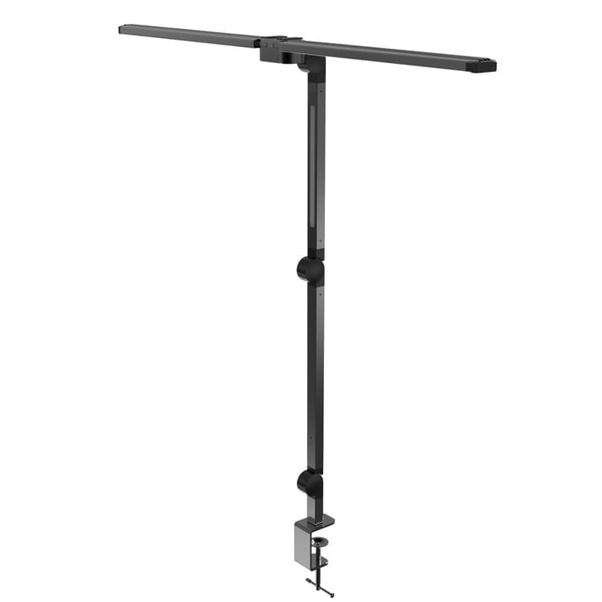 272 LED Dimbare Bureaulamp met Klem Dubbele Zwenkarm Architect Tafelverlichting 4 Kleuren Temperatuur EU Plug zwart