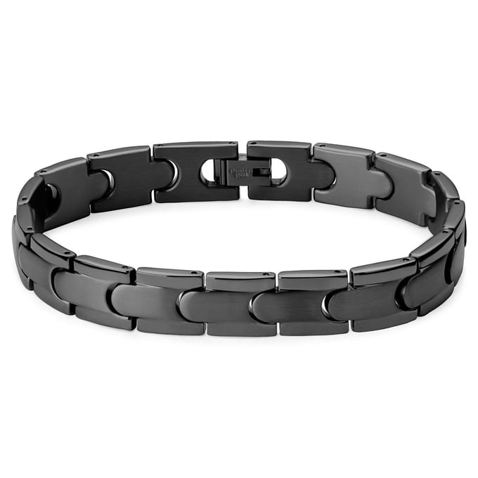 Zwarte roestvrijstalen armband met kliksluiting