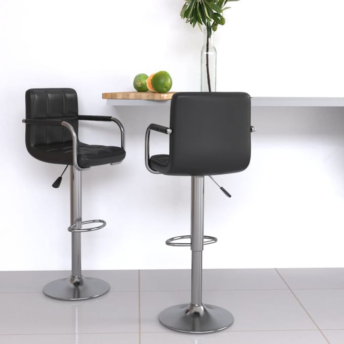 vidaXL - Barstoelen - 2 - st - kunstleer - zwart