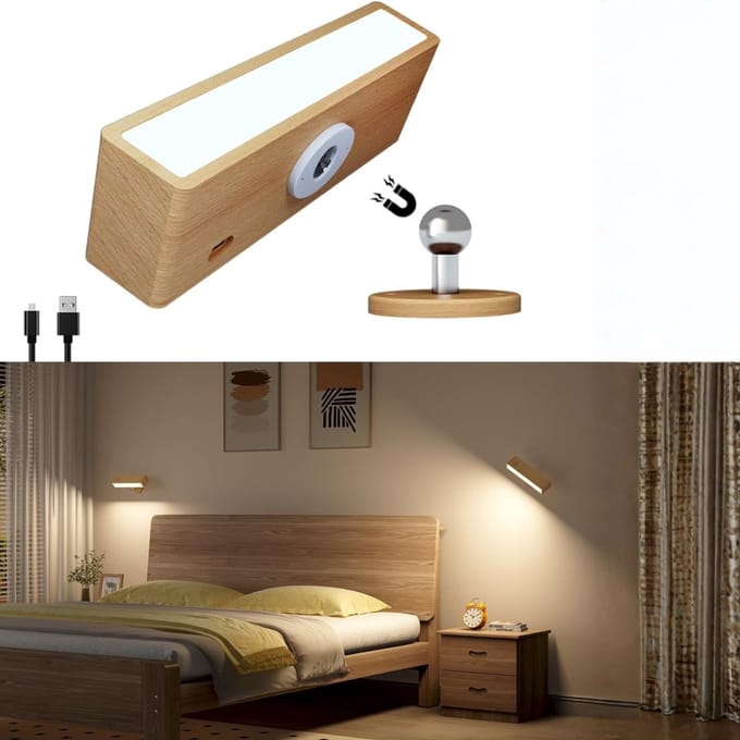 SCH® Oplaadbare Wandlamp - Wandlamp - Bruin - 20cm x 15cm x 4cm