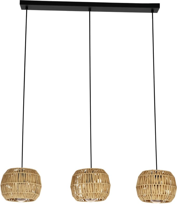 EGLO Sheldon Hanglamp - E27 - 91 cm - Zwart/Natuurlijk/Bruin - Papier