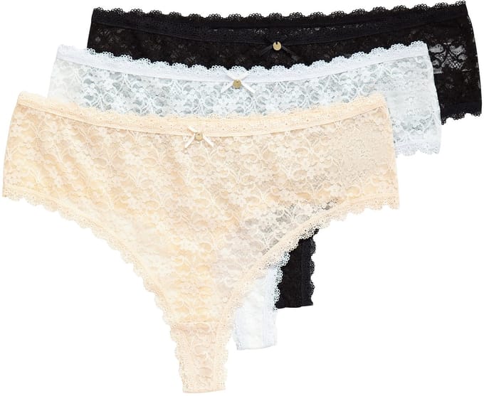 TruYou - Dames - TruYou strings set van 3 transparant kant - Zwart - Maat 54+