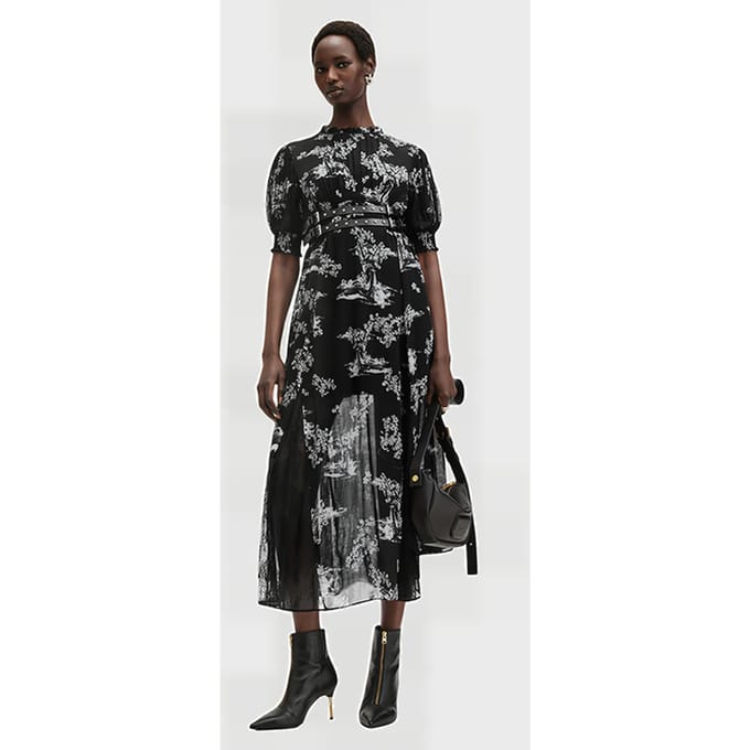 AllSaints Laverna Dress Maria Black Größe: 2 | Midikleider Outlet | Damen | Schwarz