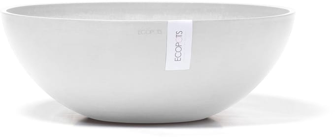 Ecopots Vienna 50 - Pure White - Ø50,4 x H18,5 cm - Ronde witte bloempot