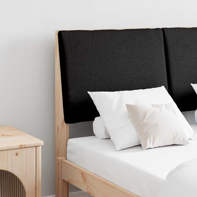 vidaXL Gestoffeerd hoofdbord Zwart 120 cm Massief grenenhout