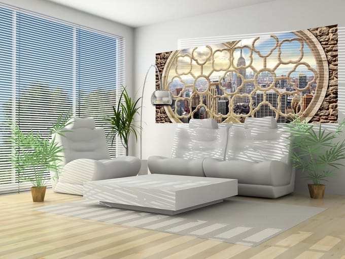 New York City Skyline Window Photo Wallcovering