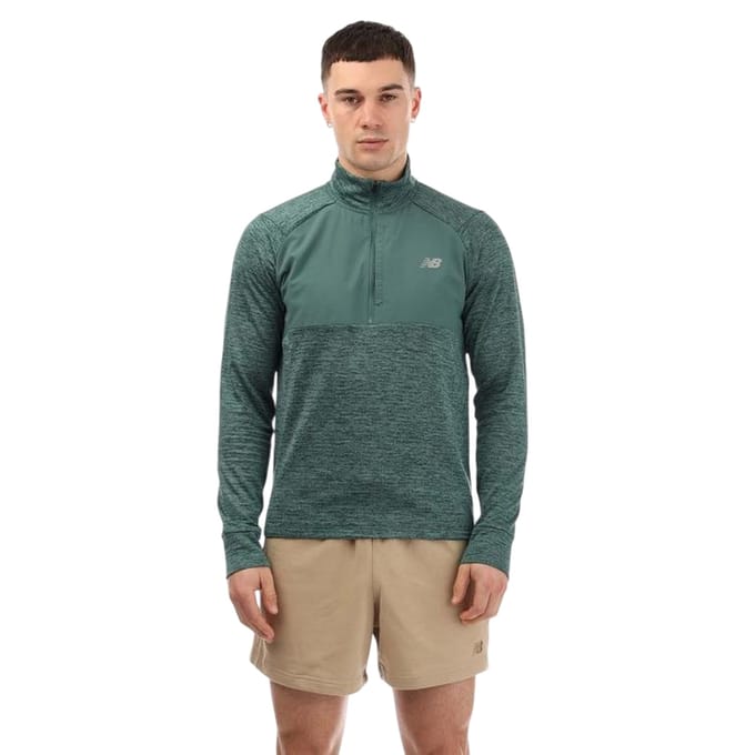 New Balance Heren Heat Grid Half Zip Sporttop (Groen)
