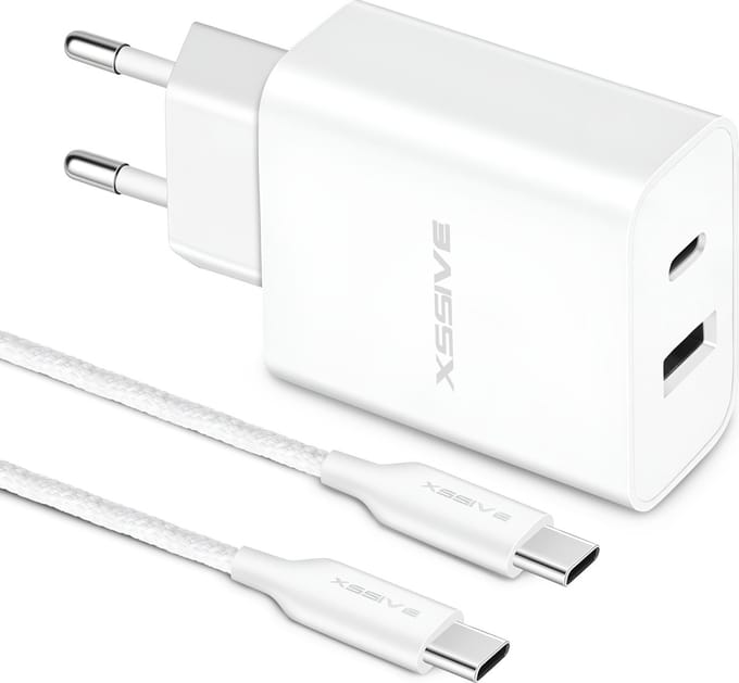 Power Adapter met USB-C naar USB C Kabel - 20W Fast en Quick Charge - Universeel