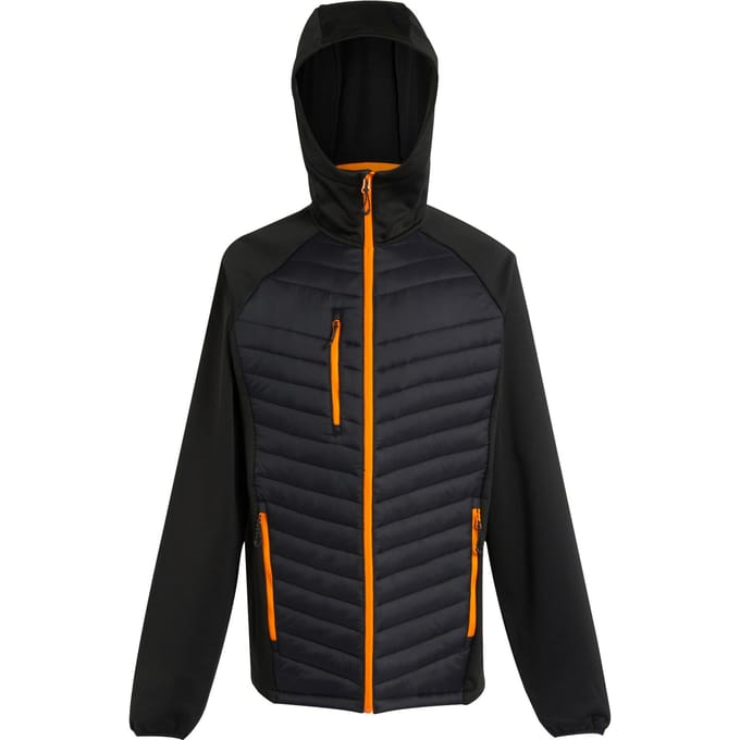 Regatta Heren Navigate Quilted Hybride Jas (Zwart/Oranje Pop)