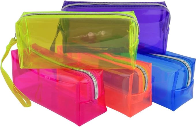 Transparante Potlood etui - Set van 3 stuks - Multifunctioneel en Paars - Ideaal voor Reizen & Make-up