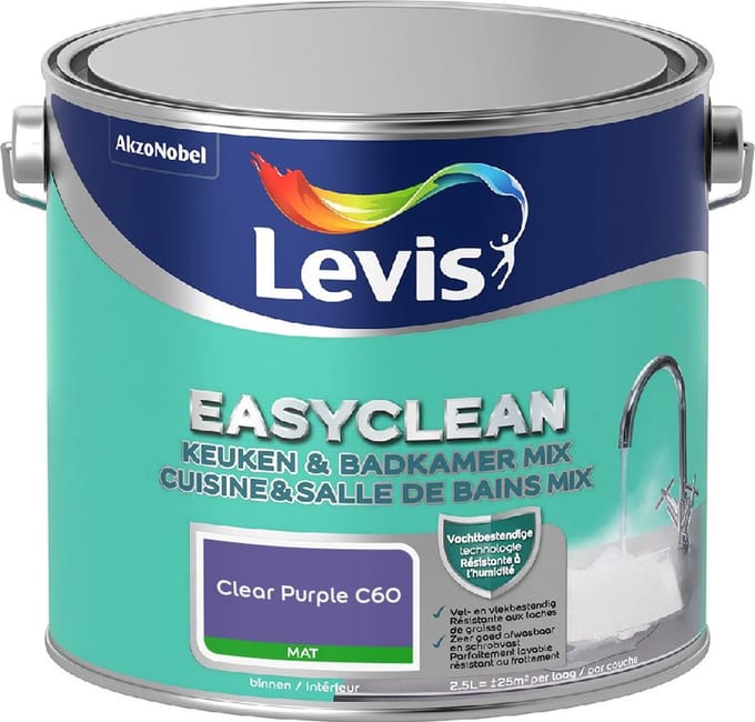 Levis - Easyclean Keuken & Badkamer Mix - Clear Purple C60 - Mengverf - 2,5 L