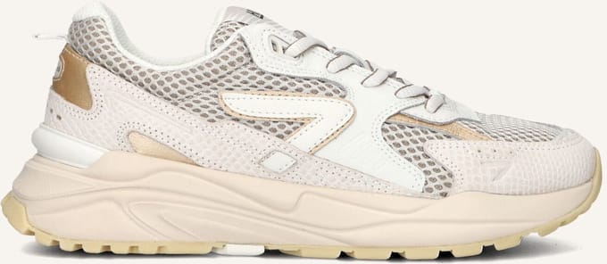 HUB Grid-w Sneakers Dames - Leren Sneaker - Beige - Maat 36