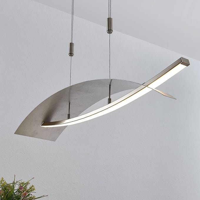 Lucande LED hanglamp Marija, 91 cm, zilver, dimbaar