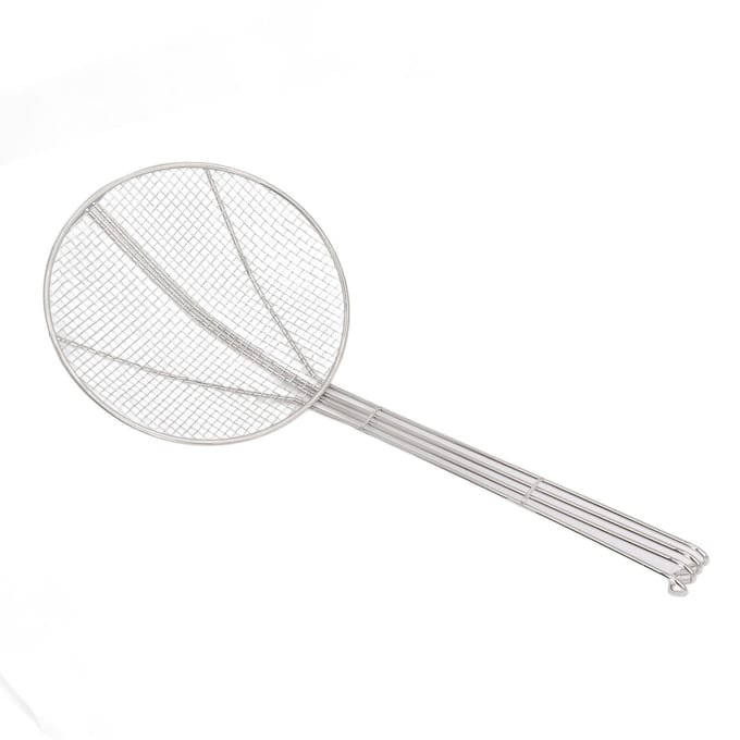 Cuillère Écumoire Long Manche Acier Inoxydable Maille Fine Passoire à Fil Louche avec Crochet pour Cuisiner white
