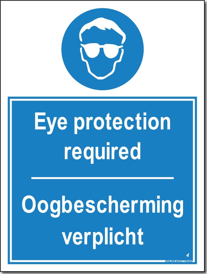 Eye protection required / Oogbescherming verplicht bord - Aluminium - 30 x 40 cm