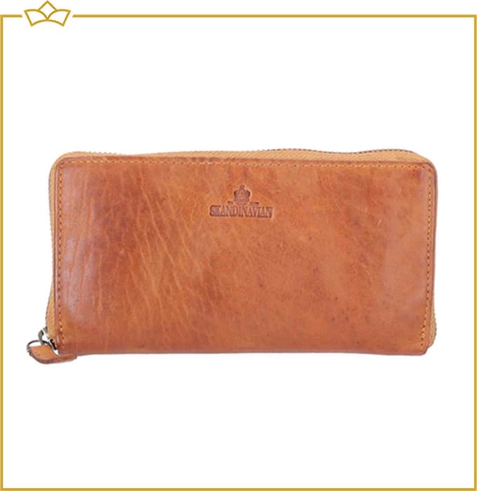 ATTREZZO® Portemonnee Dames - Cognac - 100% Leer