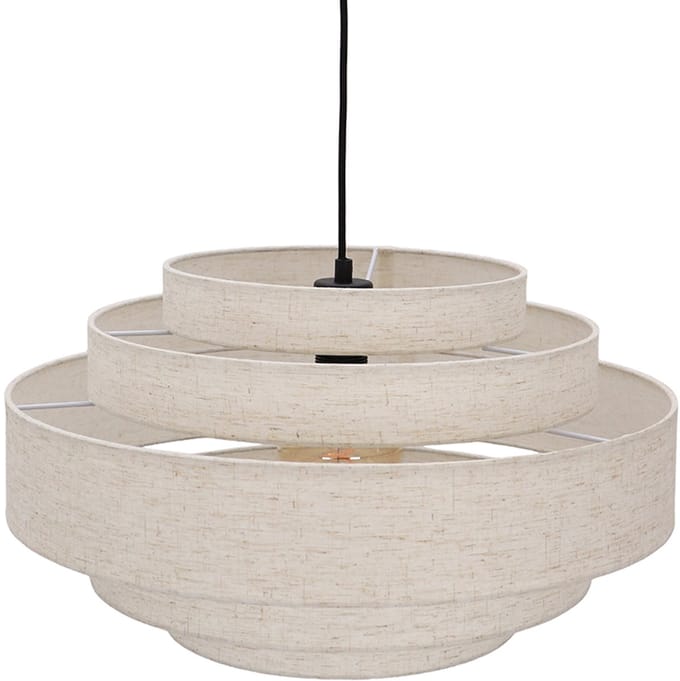 Olucia - TIMMY - Hanglamp - Beige / Zwart - Vorm: Rond