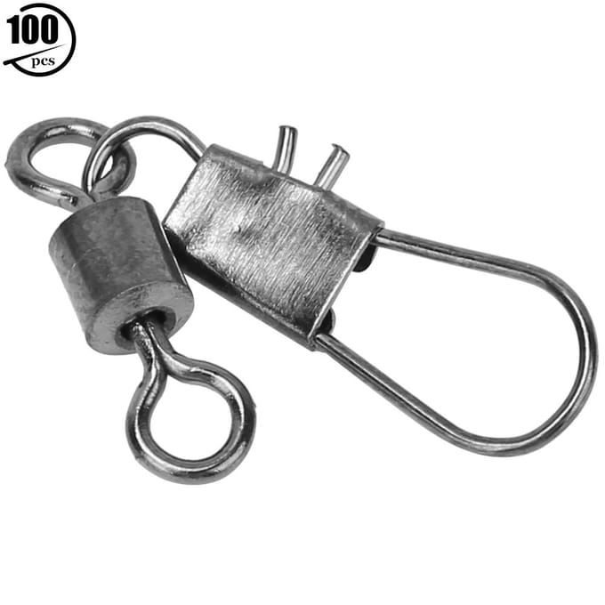 100 Pièces Émerillon à Billes Interlock Anneau Pivotant Connecteur de Pêche Hameçon de Bateau gray