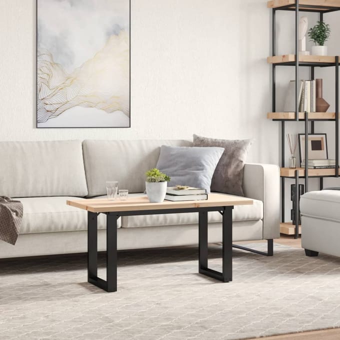 vidaXL - Salontafel - O-frame - 90x40x45,5 - cm - grenenhout - en - staal
