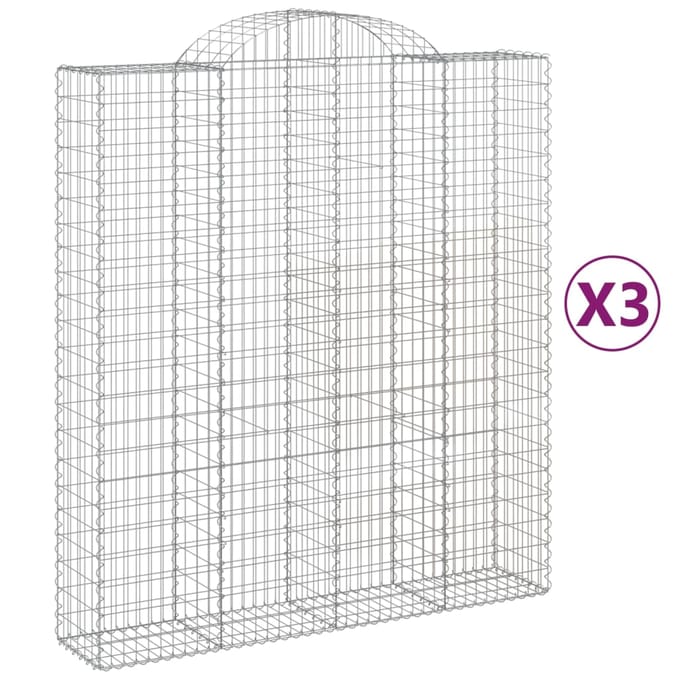 vidaXL - Schanskorven - 3 - st - gewelfd - 200x50x220/240 - cm - ijzer