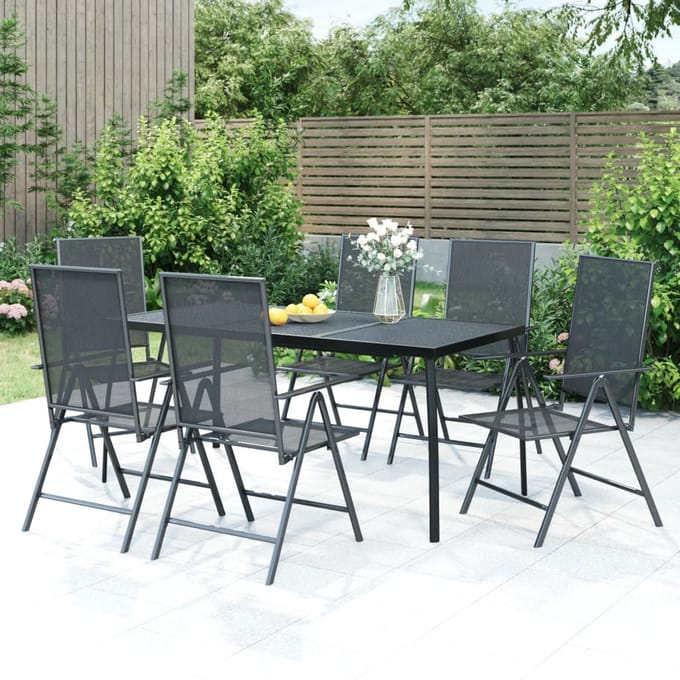 vidaXL - 7-delige - Tuinset - staal - antracietkleurig