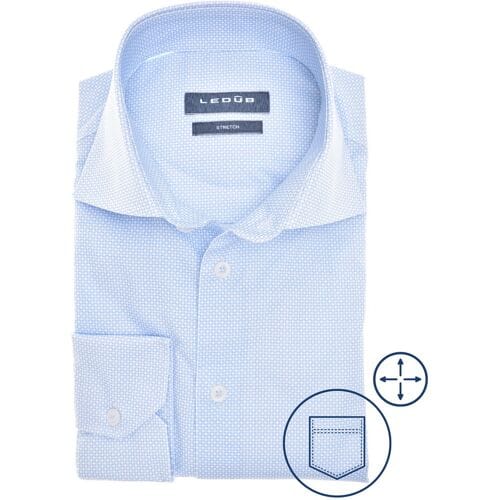 Ledûb Overhemd Fine Allover Pattern Cotton Subtle Stretch Licht Blauw / male