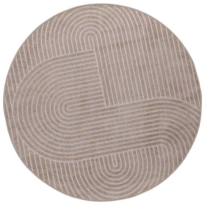 vidaXL - Binnen- - en - buitenkleed - PALMERAS - Beige - Ø - 200 - CM - Polyester